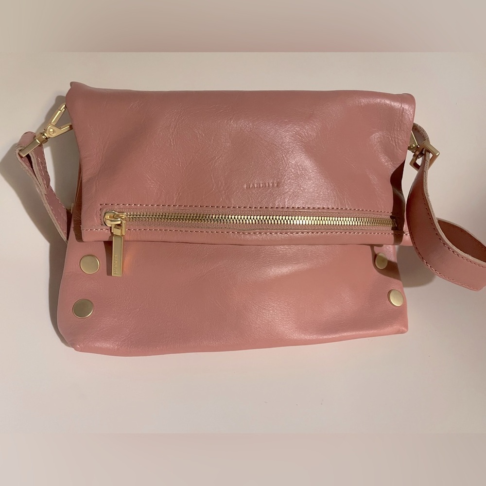 Hammitt VIP MED crossbody/clutch in dusty rose leather & gold hardware. New.
